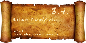 Balean Aszpázia névjegykártya
